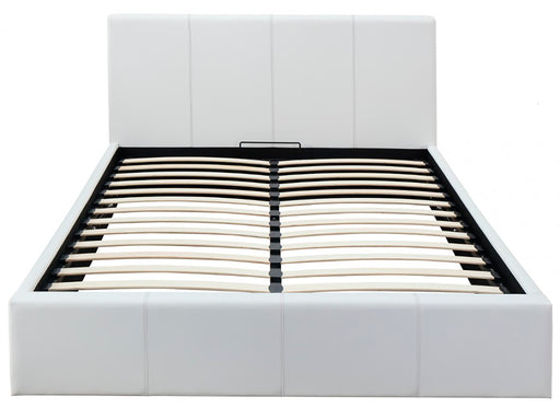 Lit coffre 2 places 160x200 cm BASTIEN simili cuir sommier inclus blanc