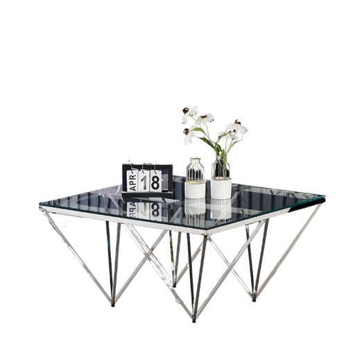 Table Basse carré GIZE verre 80x80 cm chrome