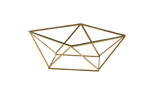 Table Basse ALINA Gold plateau en verre trempé 80x80x45 cm transparent
