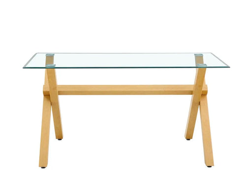 Table à manger IXE en bois plateau transparent 150 cm
