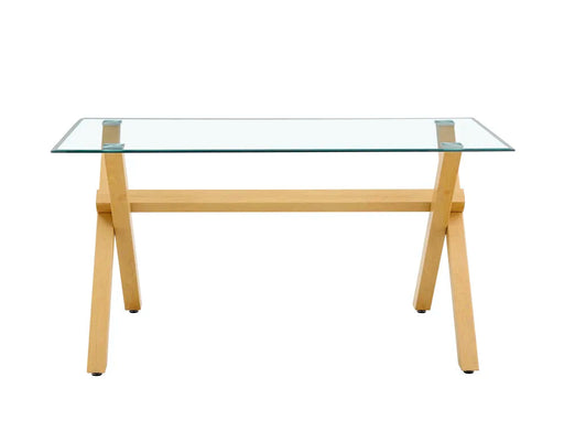 Table à manger IXE en bois plateau transparent 150 cm