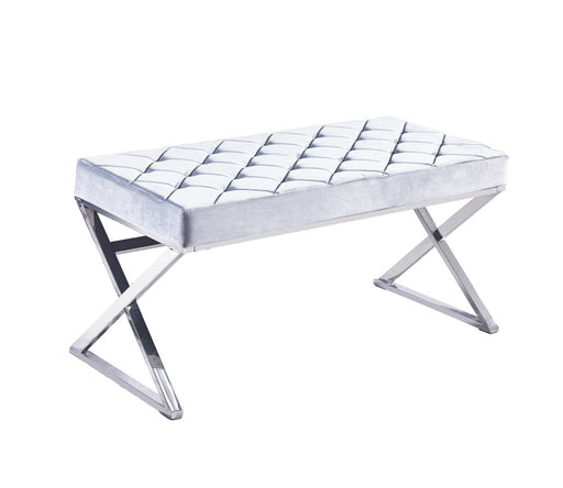 Banquette OLYMPE structure Inox et velours Gris 97x44x46 cm