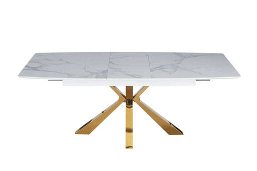 Table extensible BIANCA Gold plateau Céramique marbré gris