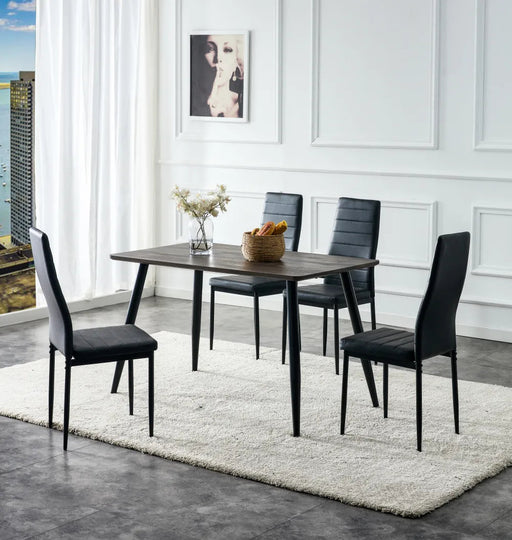 Table à manger style industriel en bois AMMO métal noir chêne marron