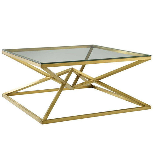 Table basse carrée PYRAMIDE 100x100 cm gold