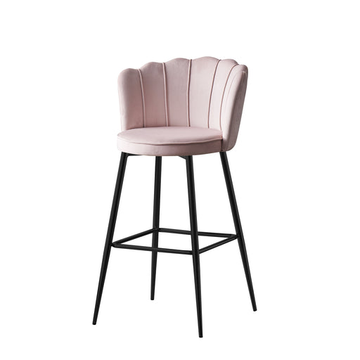 Tabouret de bar NYMPHEA Métal noir en velours rose