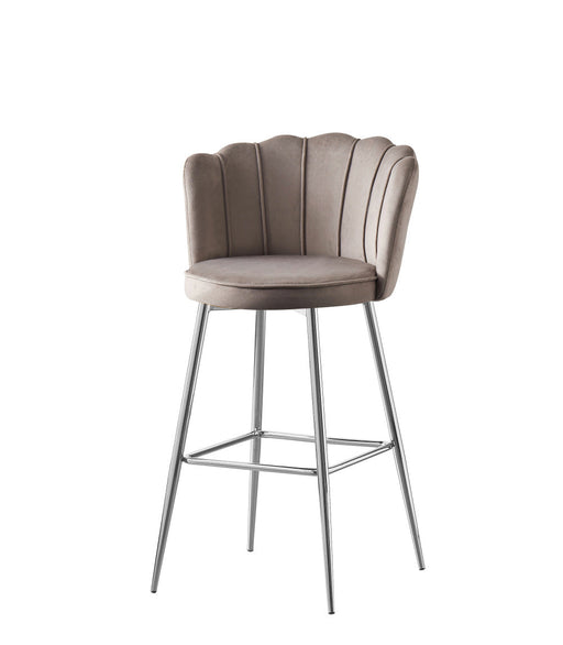 Tabouret de bar NYMPHEA Chrome en velours moka