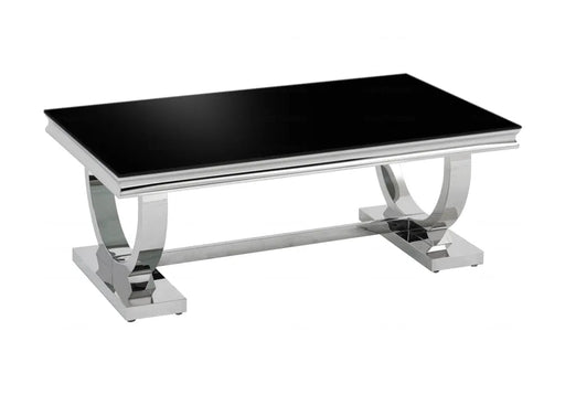 Table Basse Omega Chrome plateau verre 120x70 cmv noir