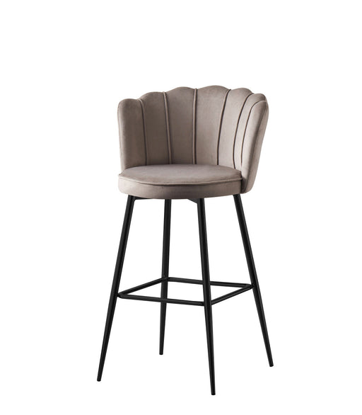 Tabouret de bar NYMPHEA Métal noir en velours moka
