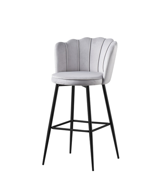 Tabouret de bar NYMPHEA Métal noir en velours gris