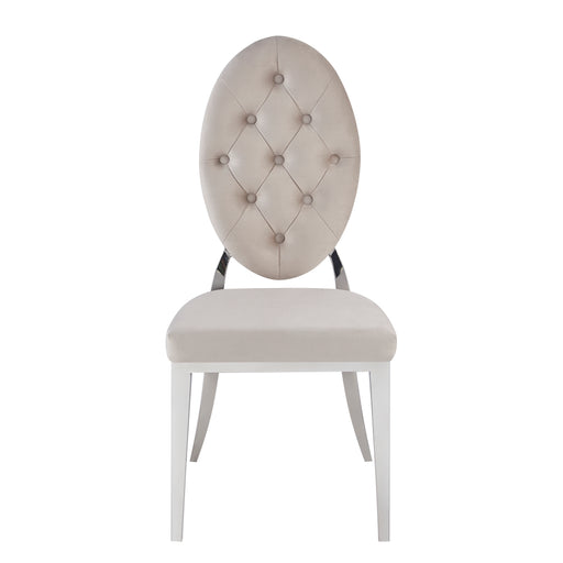 Chaise MEDAILLON capitonnées  chrome et velours moka