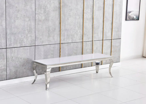 Meuble TV BAROQUE Chrome 160x45x45 cm blanc