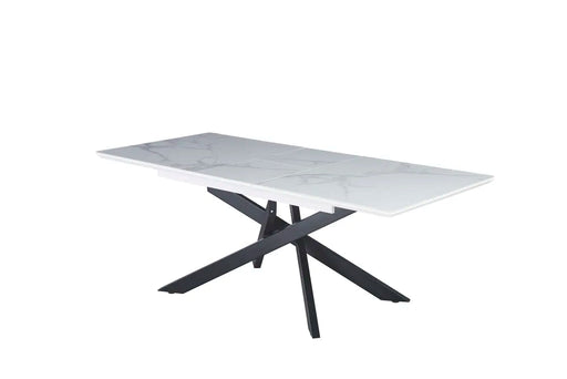 Table extensible AGATHE métal noir plateau Céramique marbré blanc