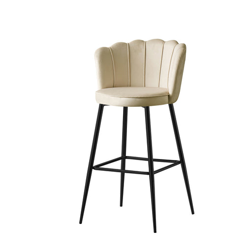 Tabouret de bar NYMPHEA Métal noir en velours beige
