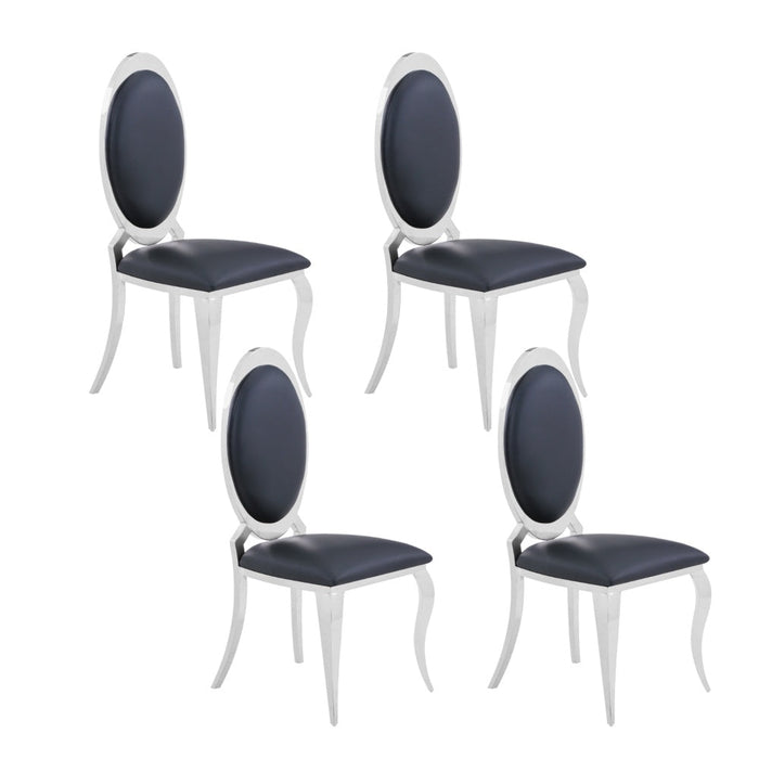 Chaise Noir ANGEL baroque Chrome simili cuir
