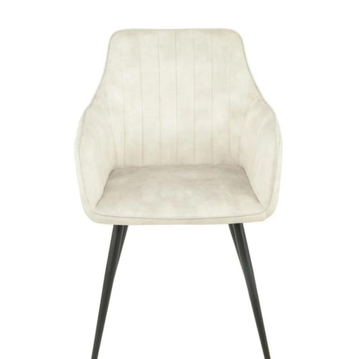 Chaise GLORIA  assise velours et pieds métal beige