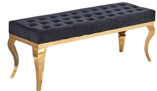 Banquette BAROQUE Capitonnée Gold en velours noir