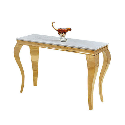 Console BAROQUE Gold plateau en verre marbré-blanc 110x50x85 cm