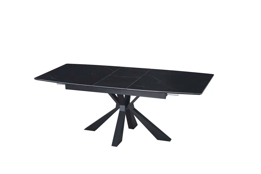 Table extensible BIANCA métal noir plateau Céramique marbré noir