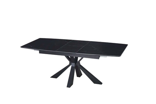 Table extensible BIANCA métal noir plateau Céramique marbré noir