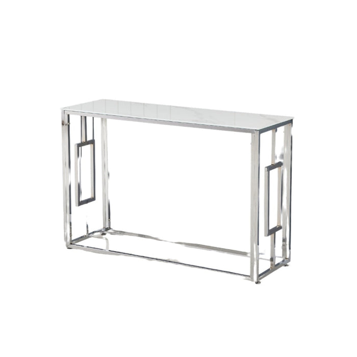 Console SOPHIE chrome marbré-blanc 120x40x78 cm