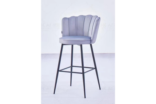 Tabouret de bar NYMPHEA Métal noir en velours anthracite