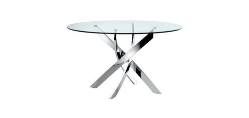 Table a manger ronde JESSICA chrome 100 cm 4 couverts transparent