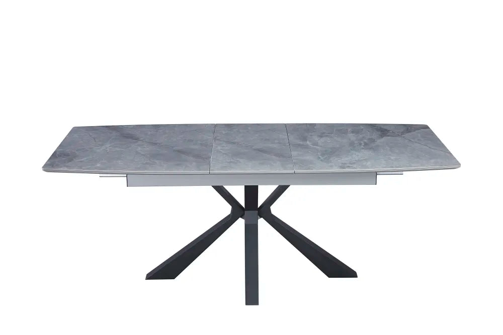 Table extensible BIANCA métal noir plateau Céramique marbré gris