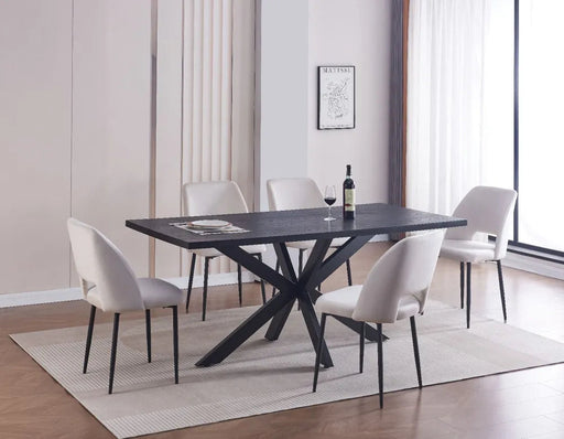 Table à manger en bois STELLA pieds en métal noir chêne