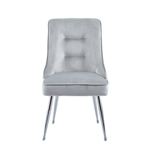 Chaise luxury ZIP en velours pieds chromés gris