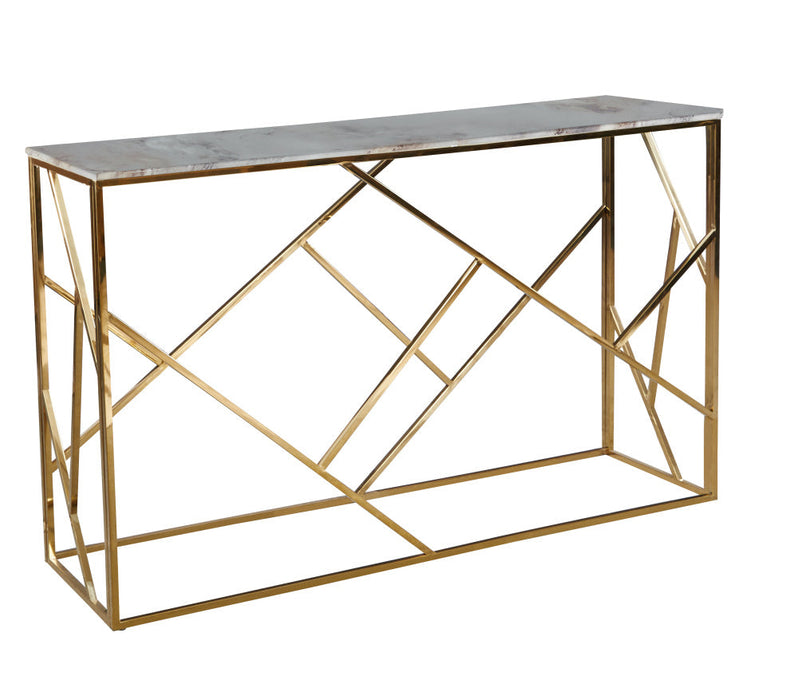 Console GEOMAG Gold Verre marbré-blanc 120x40x78 cm