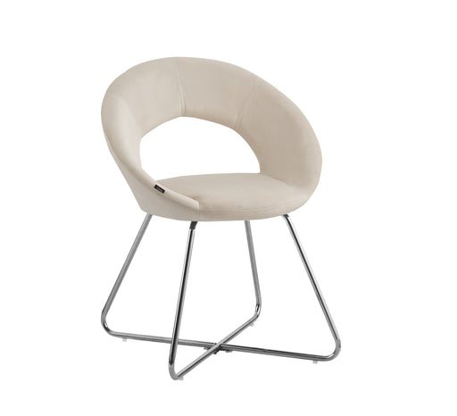 Chaise BUBBLE Chrome velours écru