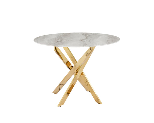 Table a manger ronde JESSICA Gold 100 cm 4 couverts marbré gris