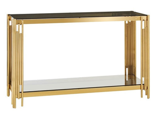 Console FLUTE Gold plateau en verre noir 120x40x78 cm
