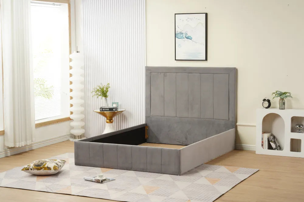 Cadre de lit POLO velours 160x200cm gris