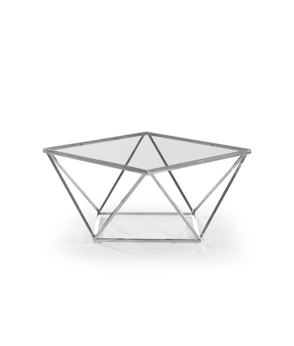 Table Basse carrée ALINA verre 100x100x45 cm transparent