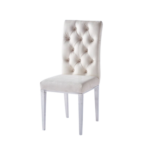Chaise NEVADA capitonnés chrome écru