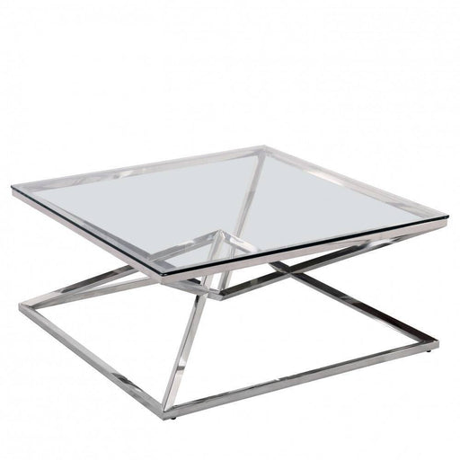 Table basse carrée PYRAMIDE 100x100 cm chrome