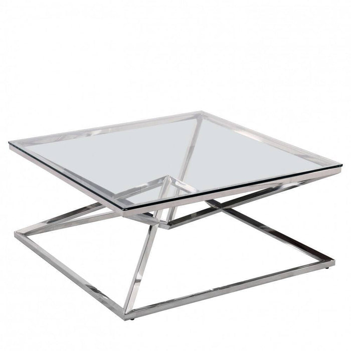 Table basse carrée PYRAMIDE 100x100 cm chrome