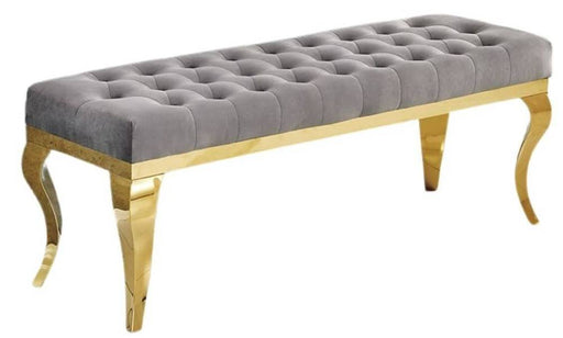 Banquette BAROQUE Capitonnée Gold en velours gris