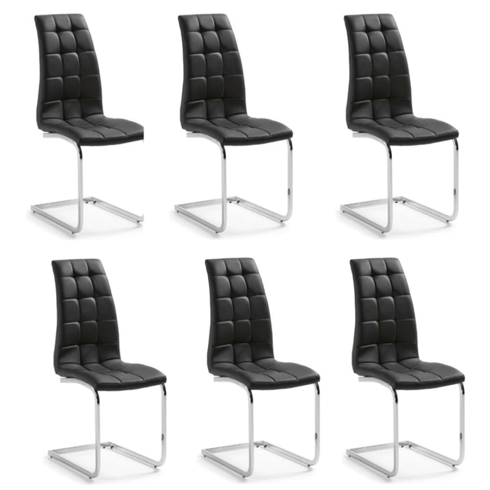 Chaise BELLA simili cuir noir et blanc