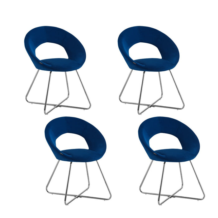 Chaise BUBBLE Chrome velours bleu