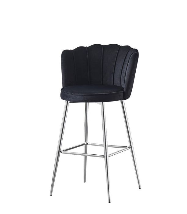 Tabouret de bar NYMPHEA Chrome en velours noir