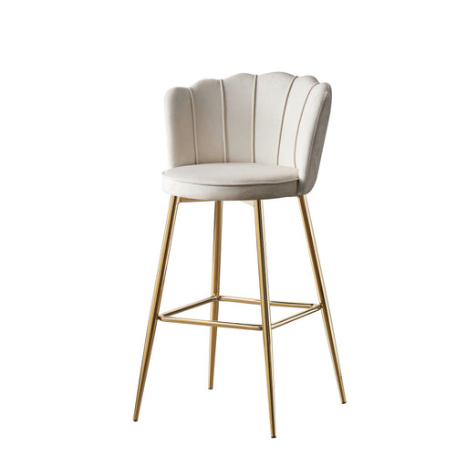 Tabouret de bar NYMPHEA Gold en velours écru