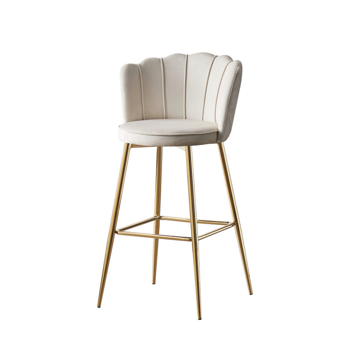 Tabouret de bar NYMPHEA Gold en velours écru
