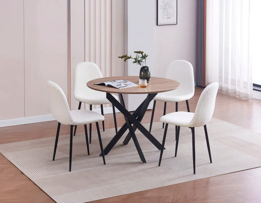 Table à manger noir en bois JESSICA pieds métal noir 100 CM chêne