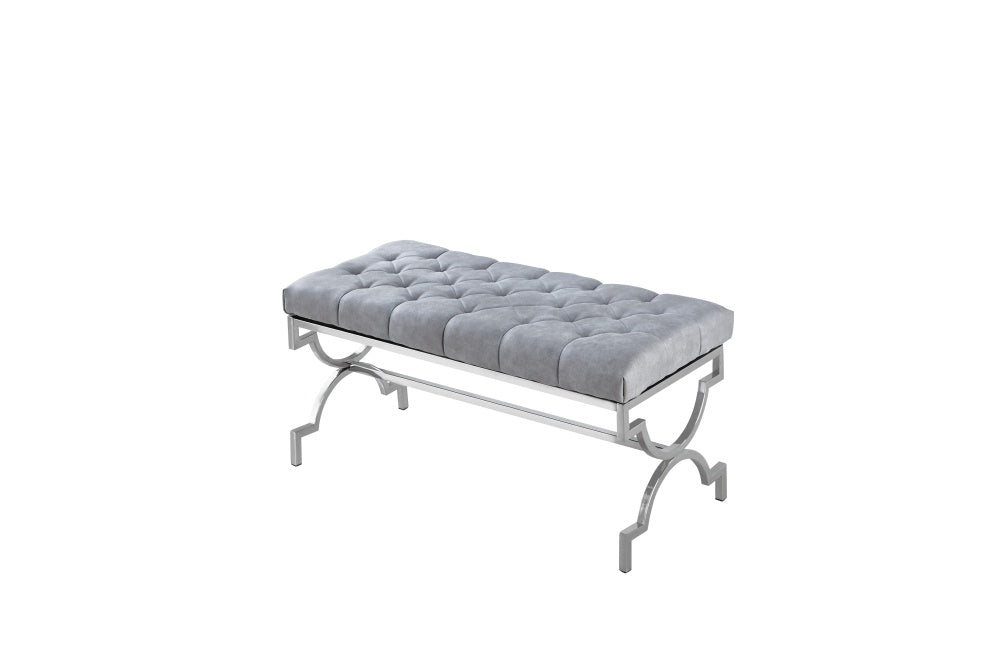 Banquette CROSS Capitonnée Chrome Velours Gris