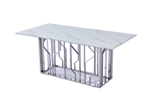 Table basse PORTOFINO plateau en verre effet marbré 120x70x45 cm chrome