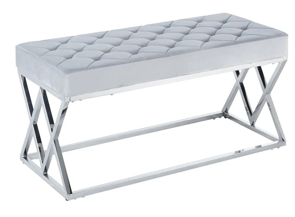 Banquette TRIANGLE Capitonnée Chrome Velours Gris