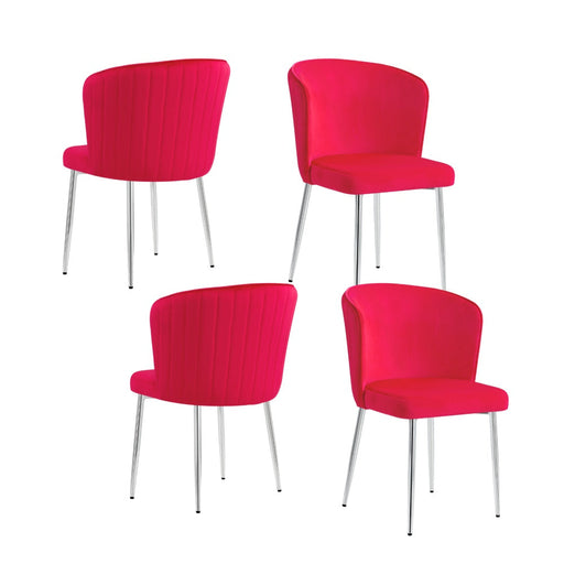 Chaise moderne DIANA chrome velours rouge